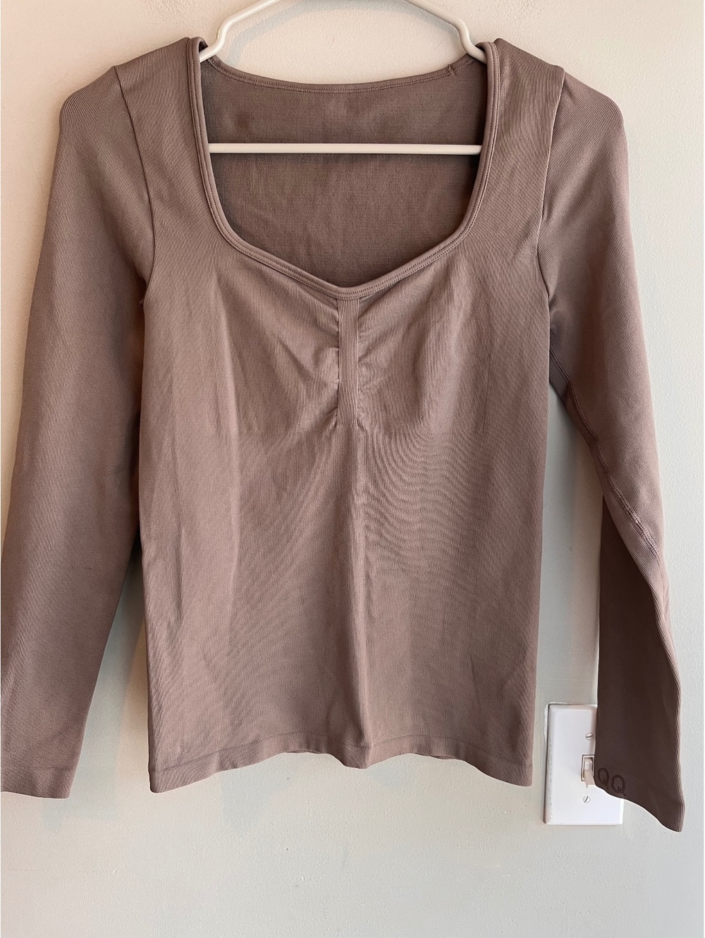 OQQ Women’s Brown Ribbed Bodysuit Top Medium